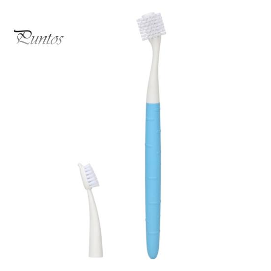 

Щетка для чистки зубов у собак, вращающаяся на 360 градусов зубная щетка для собак с 1 сменной головкой, мягкая щетина, инструмент для ухода за зубами домашних животных для средних и крупных собак синий/белый