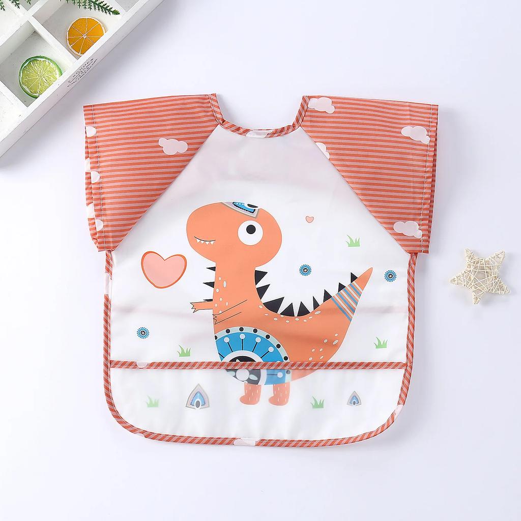 0-3Y Baby Burp Clothes Waterproof Eating Smock Infant Toddler Baby Cartoon Sleeveless Art Apron Animal Smock Soft Baby Bib