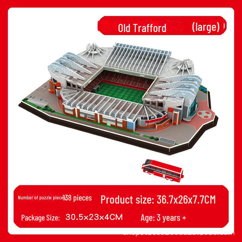 Real Madrid 3D Puzzle Model fotbalového hřiště: Hračka pro montáž bez lepidla a trofej Ligy mistrů - Perfektní narozeninový dárek pro muže