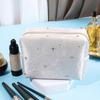 Cosmetic Bag Travel Toiletry Bag Spacious Capacity Velvet Exterior Star Pattern Lipstick Eye Shadow Portable Organizer