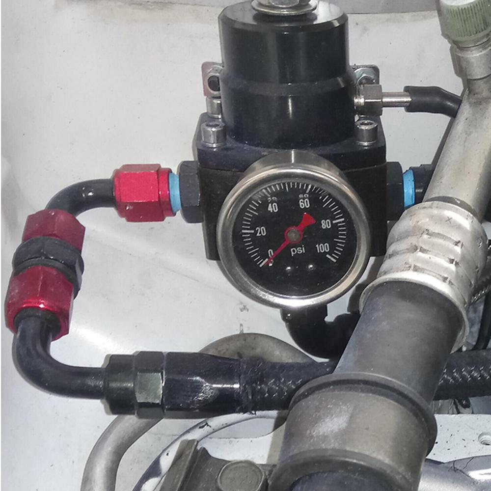 Regulador de Pressão de Combustível Universal de Alumínio AN8 Alimentação & AN6 Retorno com Manômetro 0-160PSI Conjunto de Molas de Pressão 3-20 20-45 45-70