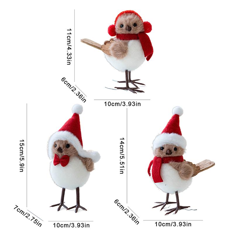 Winter Bird Figurines Decor Realistic Fake Birds With Hats For Christmas Tree Table Home Effortless Holiday Decorations