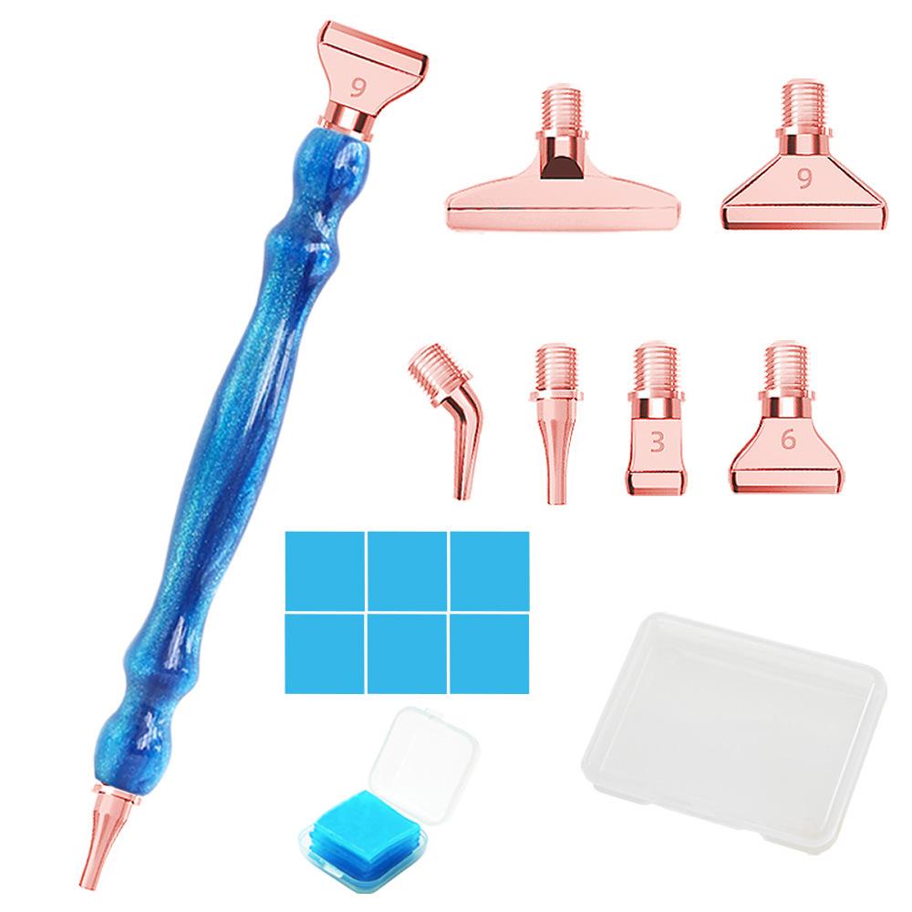 Glitter Resin Diamond Painting Pen Kit with 6 Metal Tips 6 Wax Blocks and Storage Box for 5D Diamond Art Rhinestone Crafts and DIY Projects