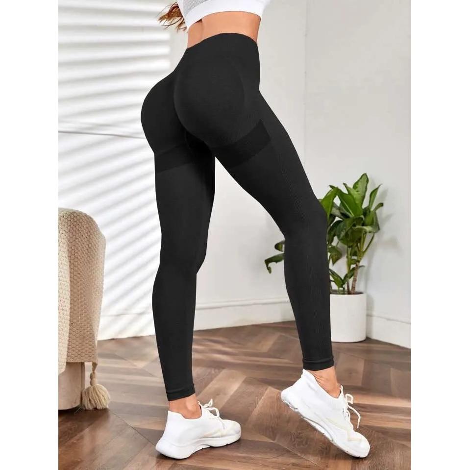 High Waist Sports Leggings Tummy Control Quick Dry Yoga Pants for Women Gym Running Black M