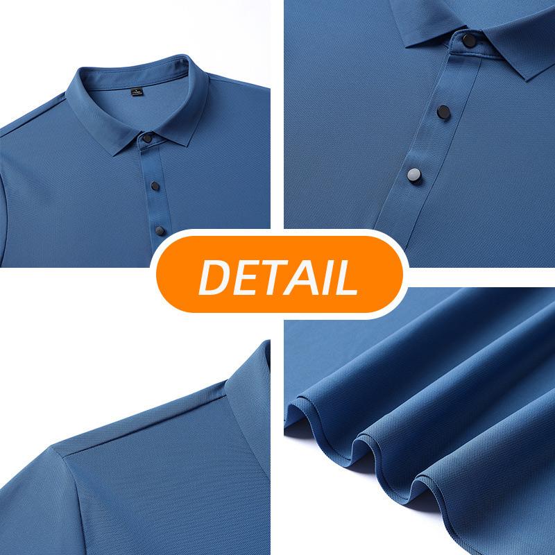 Camisa polo de algodão masculina de verão, camiseta de manga curta respirável, absorve o suor, cor sólida, lapela, top casual de negócios