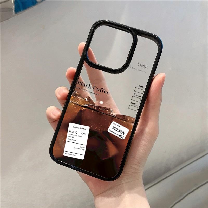 Ice Coffee Pattern Phone Case Iphone15pro For iPhone 16 15 Pro Max 16pro 14 13 12 11 XS X XR 7 8 Plus Acrylic Hard Shell
