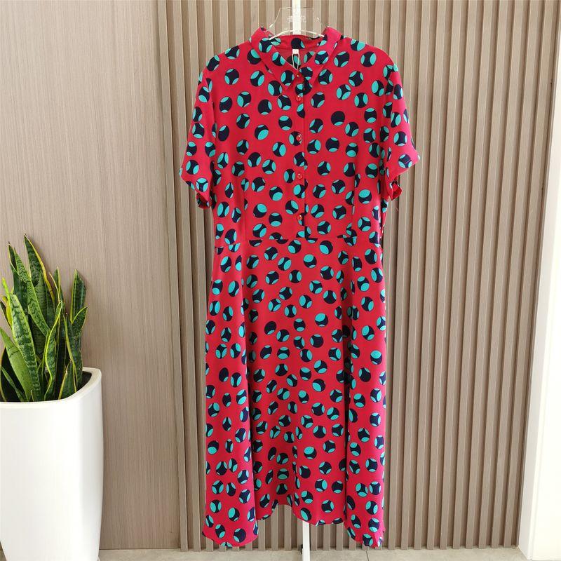 Plus Size Dress Women's New Arrival Fashionable Summer Clothing Middle-Aged Mom Noble Skirt Loose Belly-Covering Lace-up Skirt