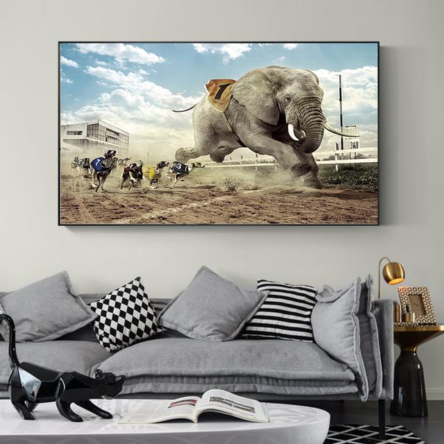 African Elephant Painting Landscape Animal Wall Art Print Elephant Poster Wall Picture for Living Room Bedroom Home Decor