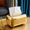 Light Luxury Golden Tissue Box Wipe Case Boxed Tissue Office And Domestic Use Storage Box Living Room Desktop Decoration Tissue Box Gift