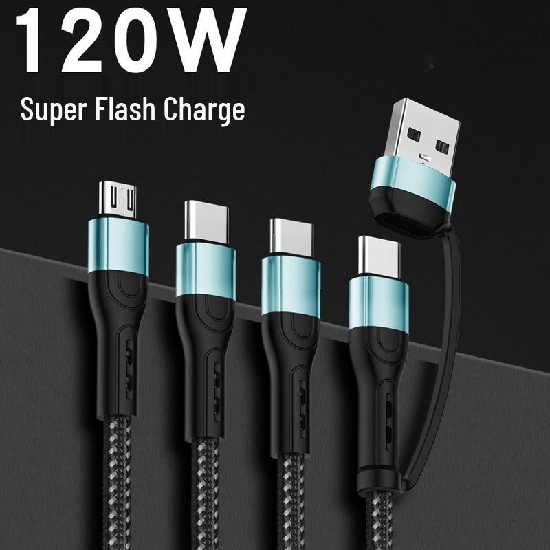 100W Fast Charging 3-in-1 Data Cable for Apple, Type-C, and Huawei Devices