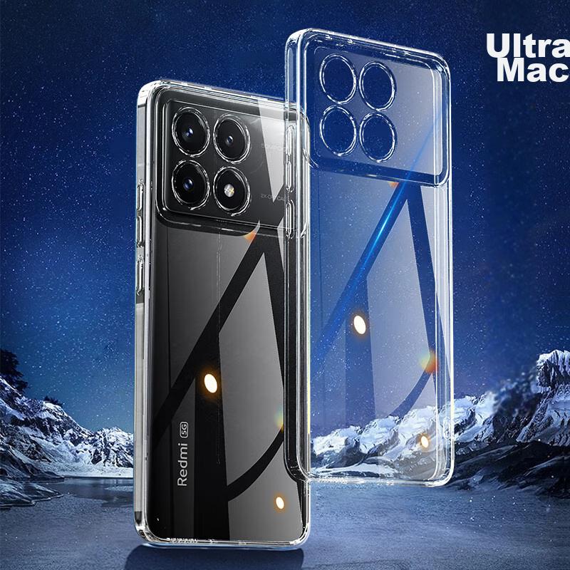 Phone Case for Xiaomi Redmi K70E, for Redmi K70E, Shockproof Silicone Upgraded Camera Lens Personalized Full Coverage Frame - Transparent