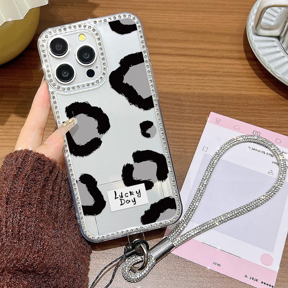 Bracelet Chain Phone Case For iPhone 17 16 15 13 14 for 17Air 17 12 14 16 Pro 17 14 16 Pro Max Sparking Diamond Cute Pattern Hard Cover With Lanyard