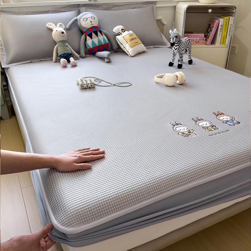 2026 Spring/Summer Ethylene Ice Bean Cooling Mat - Ice Silk Waffle Weave Bed Sheet and Pillowcase.