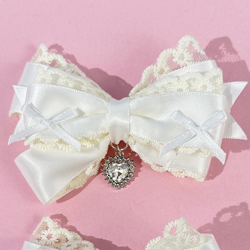 Gothic Lolita Style Hair Clip Black Ribbon Bow Fashionable Hair Clips for Women