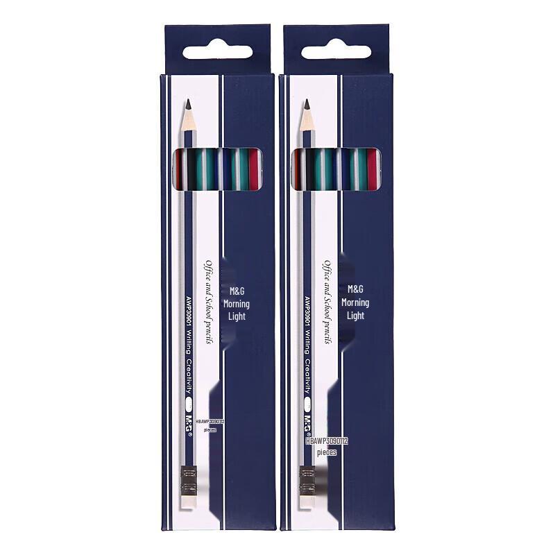 M&G HB Hexagonal Pencils with Eraser, 12-Pack