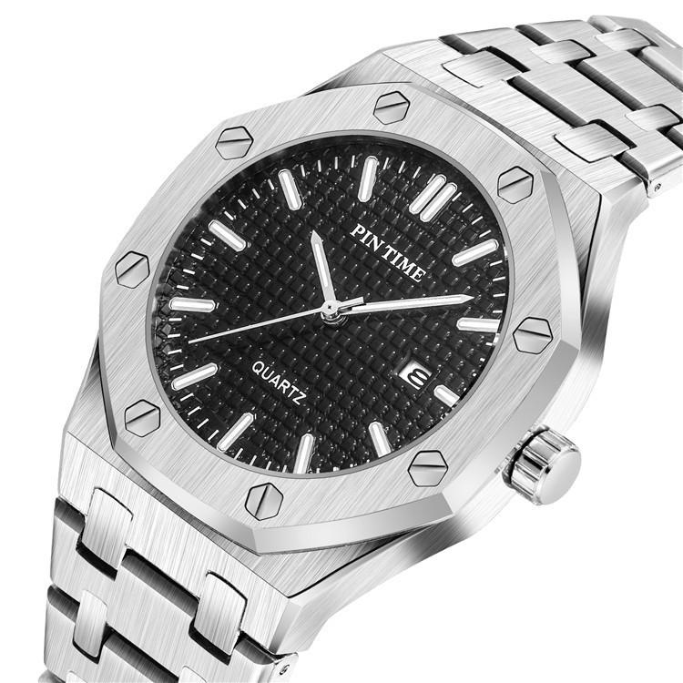Uhr Automatik Quarzuhr Edelstahlarmband Leuchtzeiger Wasserdicht Mode Sport Herrenuhr