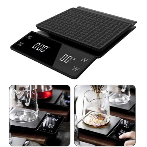 Lanzoub Digital Coffee Scale with Timer, 0.1g Increments, 3kg Capacity, Kitchen Scale with Timer, Coffee, Electronic Balance, Precision Weighing Scale
