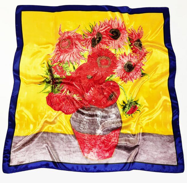 New Designs 90*90cm Square Silk Scarves Women Foulard Head Scarf Ladies Shawl Wrap Bandanna Female Chiffon Hijab Beach Scarf