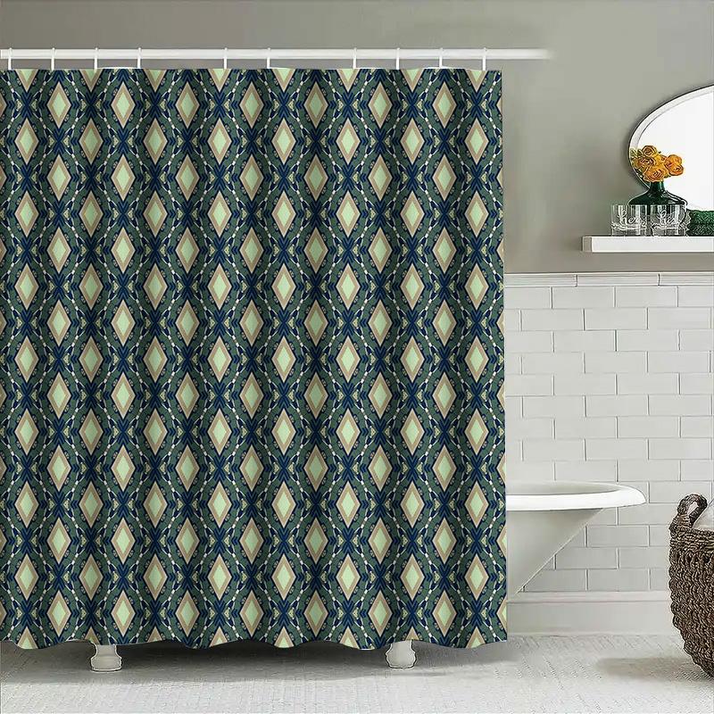 Modern Geometric Pattern Shower Curtain Waterproof Home Bathroom Decor Removable Washable Fabric 3D Printed Wall Hanging Bath Tu