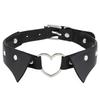 Heart Shirt Collar Faux Leather Choker, Punk Style Collar Necklace Clavicle Chain for Women