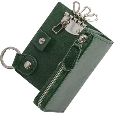 Key Smart Key with Coin Leather Italian Genuine Cowhide Key Green Case, Case, Men's & Women's, Purse, Wallet, Leather, Leather, Ring,