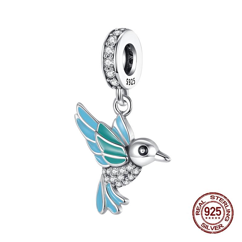 Spring New Copper Feather Flowers Parrot Bird Charm Bead Fits 3Mm Genuine Bracelet Beautiful DoItYourself Jewellery Gifts