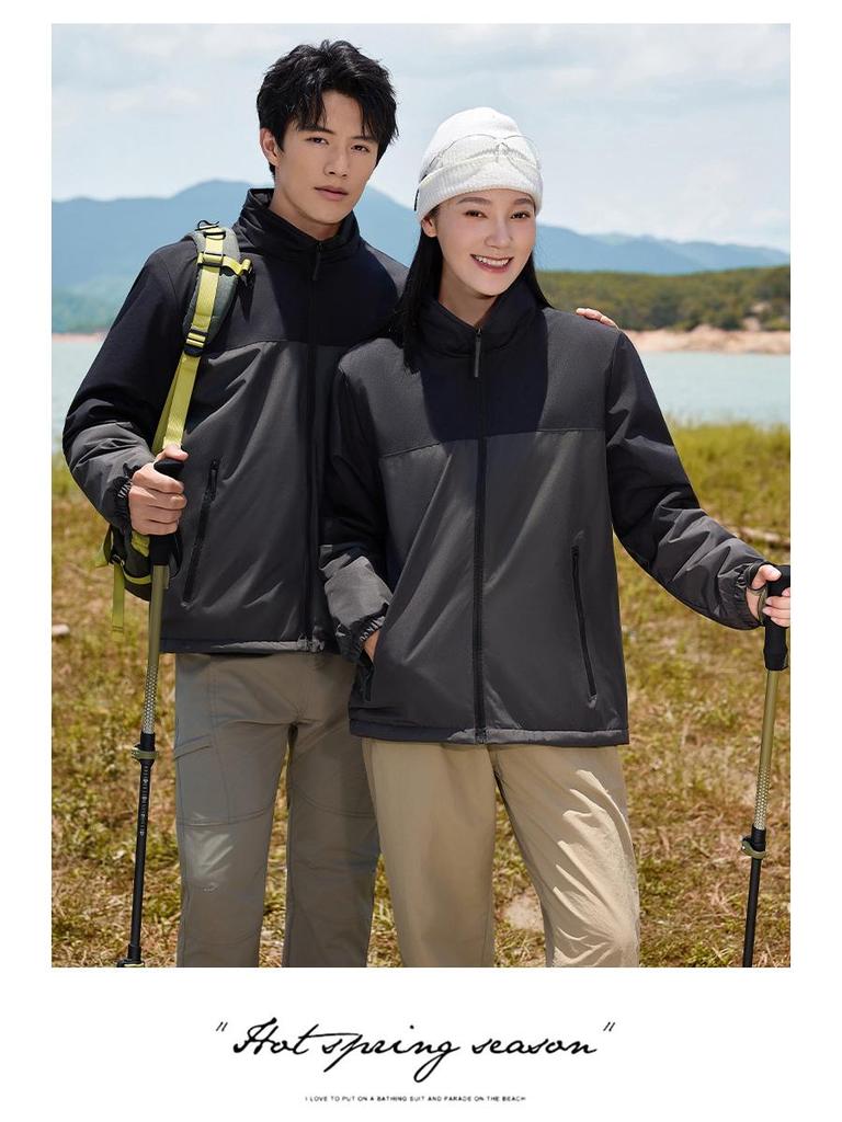 Men's Fleece-Lined Windbreaker: Custom Logo, Warm Work Jacket for Autumn/Winter