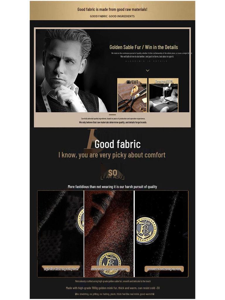 2025 Men's High-End Golden Sable Velvet Fur Coat - Trendy, Thick, Cold-Proof Overcoat for Autumn/Winter