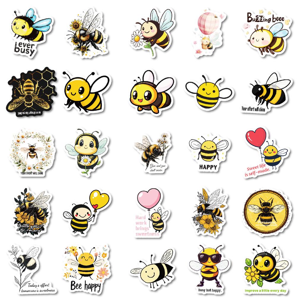 New 50 Cartoon Animal Bee Graffiti Stickers Combined with PVC Waterproof Notebook Guitar Decoration