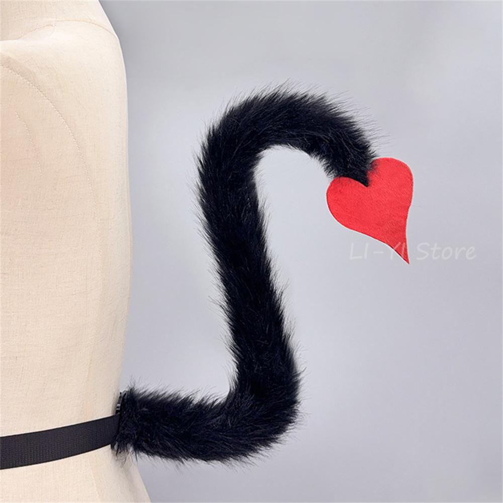 Halloween Plüschtier Schwänze - Hexe Teufel Liebesherz Katzen Schwanz Für Maskenball, Gothic Cosplay Kostüm Zubehör about 60cm