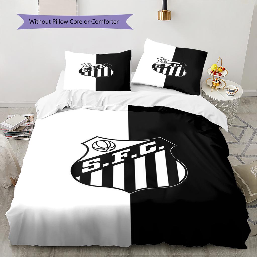 Santos FC Pattern Bedding Set Quilt Cover Pillowcase Home Decor Gift (1 * Duvet Cover + 2 * Pillowcase, Without Core)