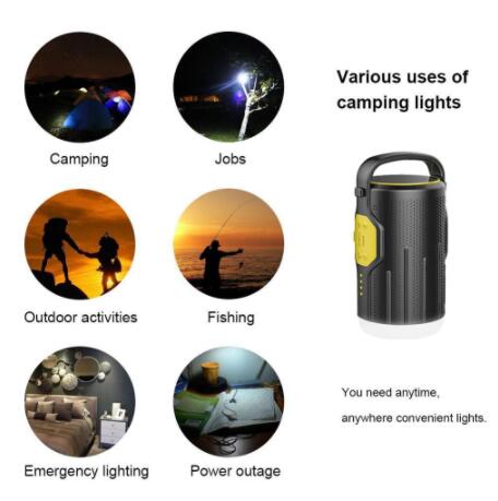 Camping Lantern Outdoor Lighting 10400 mAh Power Bank Bluetooth Speaker Yellow