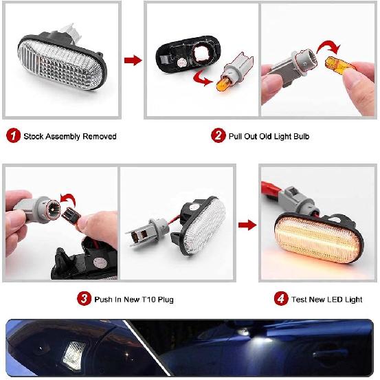 2Pcs White LED Under Side Mirror Puddle Light Lamp for Volvo S60 S 80 V70 Jaguar XF XK XFR XE-Type XJ-Type Xenon White