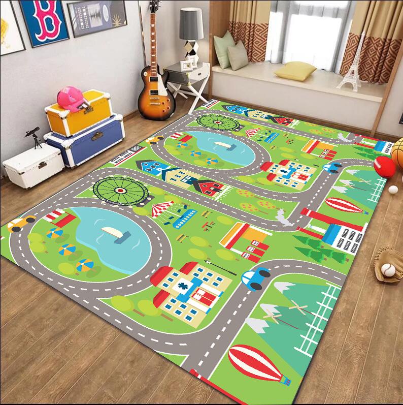 Children's Traffic Road Play Mat - Thick, Wear-Resistant Carpet for Kindergarten, Bedroom, or Living Room