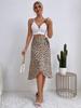 Boho Women Casual Print Tie Side Wrap Skirt Elegant High Waist Female Summer Asymmetrical Knee Length A-Line Skirts