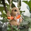 Swing Bunny Garden Statue Resin Sculpture Cute Handpainted Hanging Animal Figurine Decoration for Office Gift Trees Home Rabbit