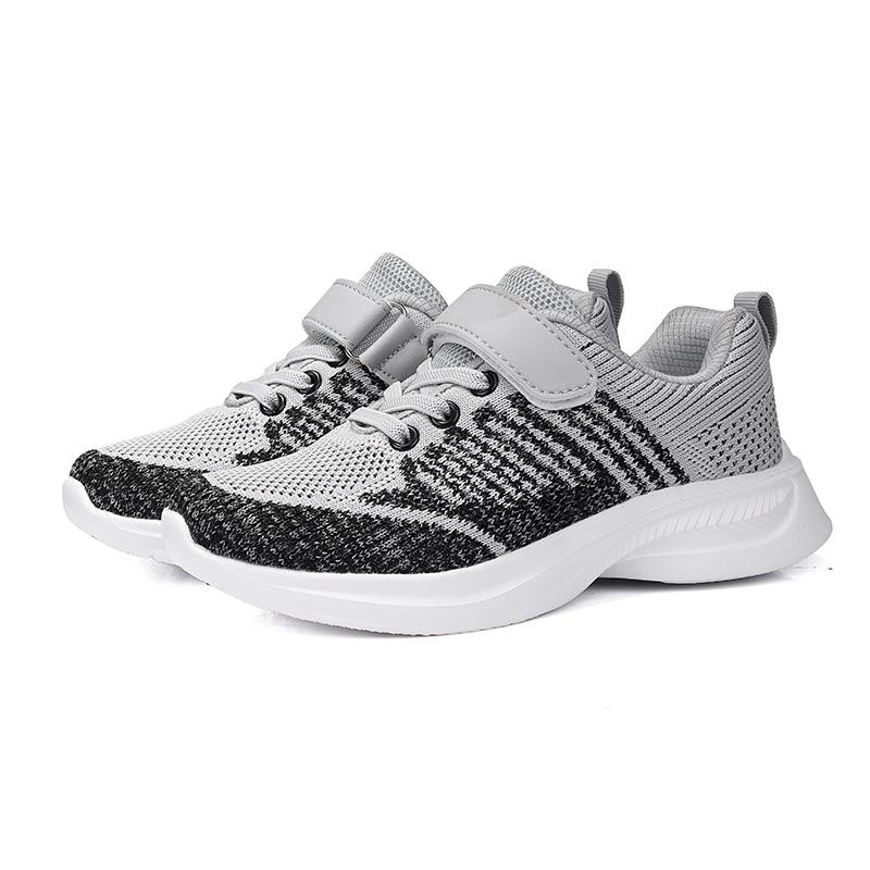 

Теннисные туфли слипоны для девочек, повседневные кроссовки для бега, детские кроссовки, дышащие, на мягкой подошве, спортивные, на липучке, уличная обувь 39 серый