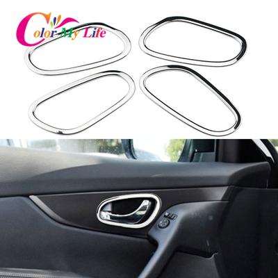 Color My Life Chrom-Innenraum-Autotürgriff-Schüssel-Kreis-Abdeckungsrahmenverkleidung für Nissan X-trail Xtrail T32 2014-