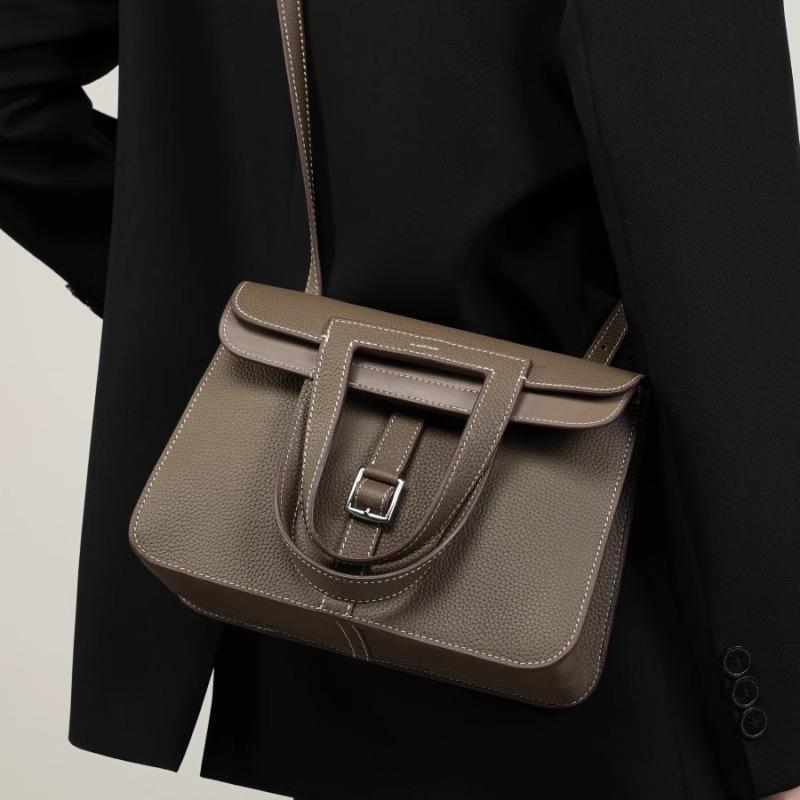 Mehrlagige Leder-Hazan-Tasche, Modische Pendler-Aktentasche, Single-Shoulder Crossbody Damenhandtasche, Umhängetasche