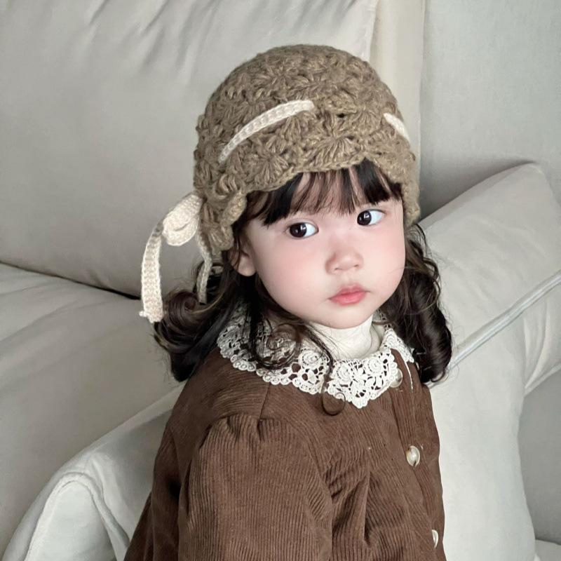 First Encounter: Korean-Style 2025 Sweet Bow Knit Hat for Baby Boys & Girls - Cute Hollowed Head Cover
