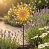 Bees Wind Spinner 360 Degree Rotating Sunflower Windmill Yard Art with Stake Metal Kinetic Wind Sculpture for Home Lawn Backyard Patio Decor