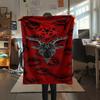 1 szt. Koc flanelowy z nadrukiem symbolu Szatana, Wysoka jakość, Na wszystkie pory roku, Wystrój domu, Ciepło i komfort, Idealny na prezenty świąteczne