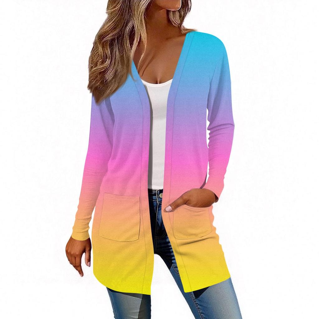 Women's Long Sleeve Cardigan Casual Jacket With Pockets Top