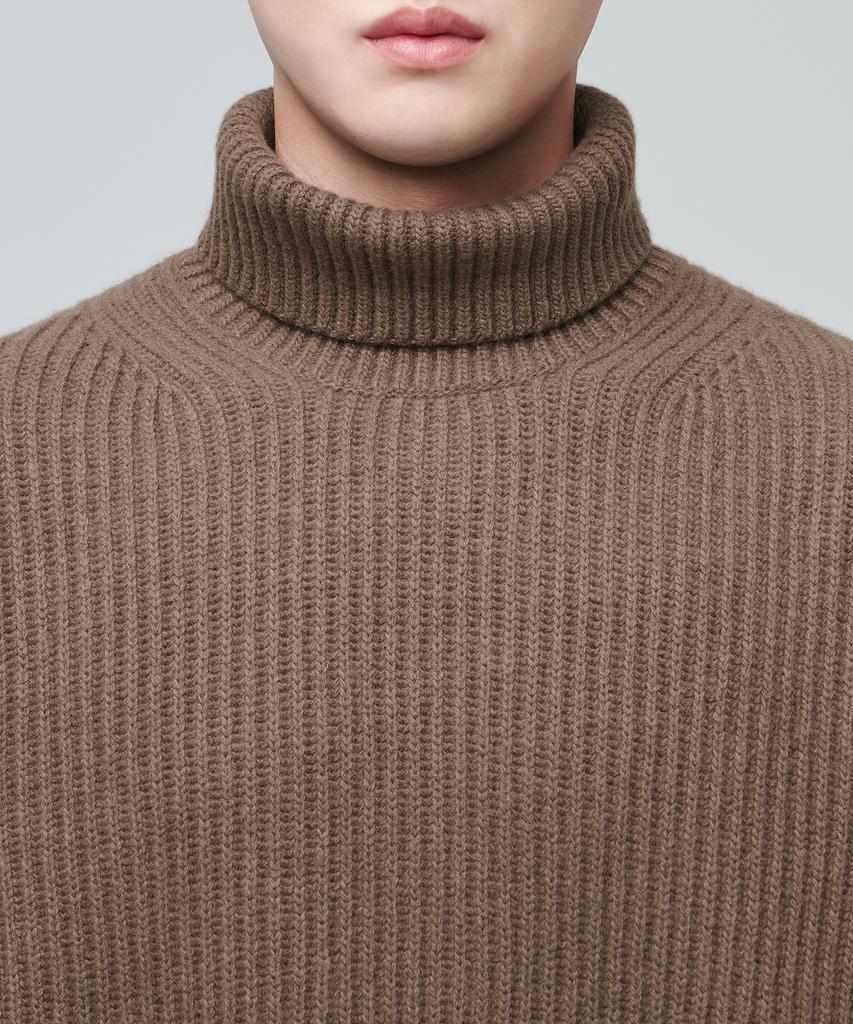 MUSINSA STANDARD Lambswool Ribbed Turtleneck Knit [Mocha]