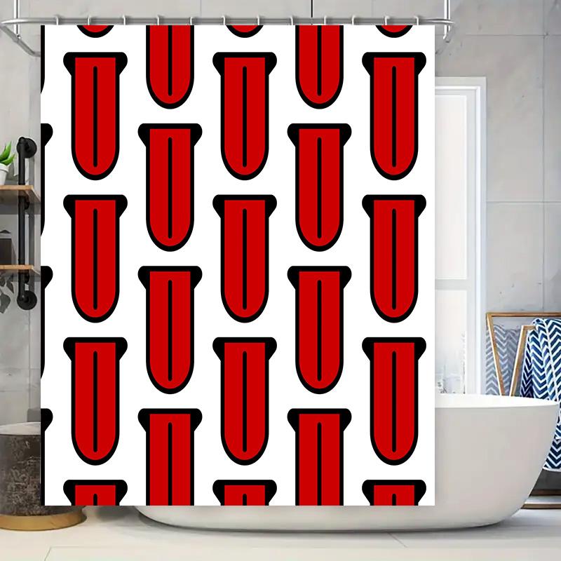 

Red Black Test Tube Shower Curtain Waterproof Fabric Printed Bath Decoration For Home Decorative Bathroom Walls W60H190(CM)-1 Pcs