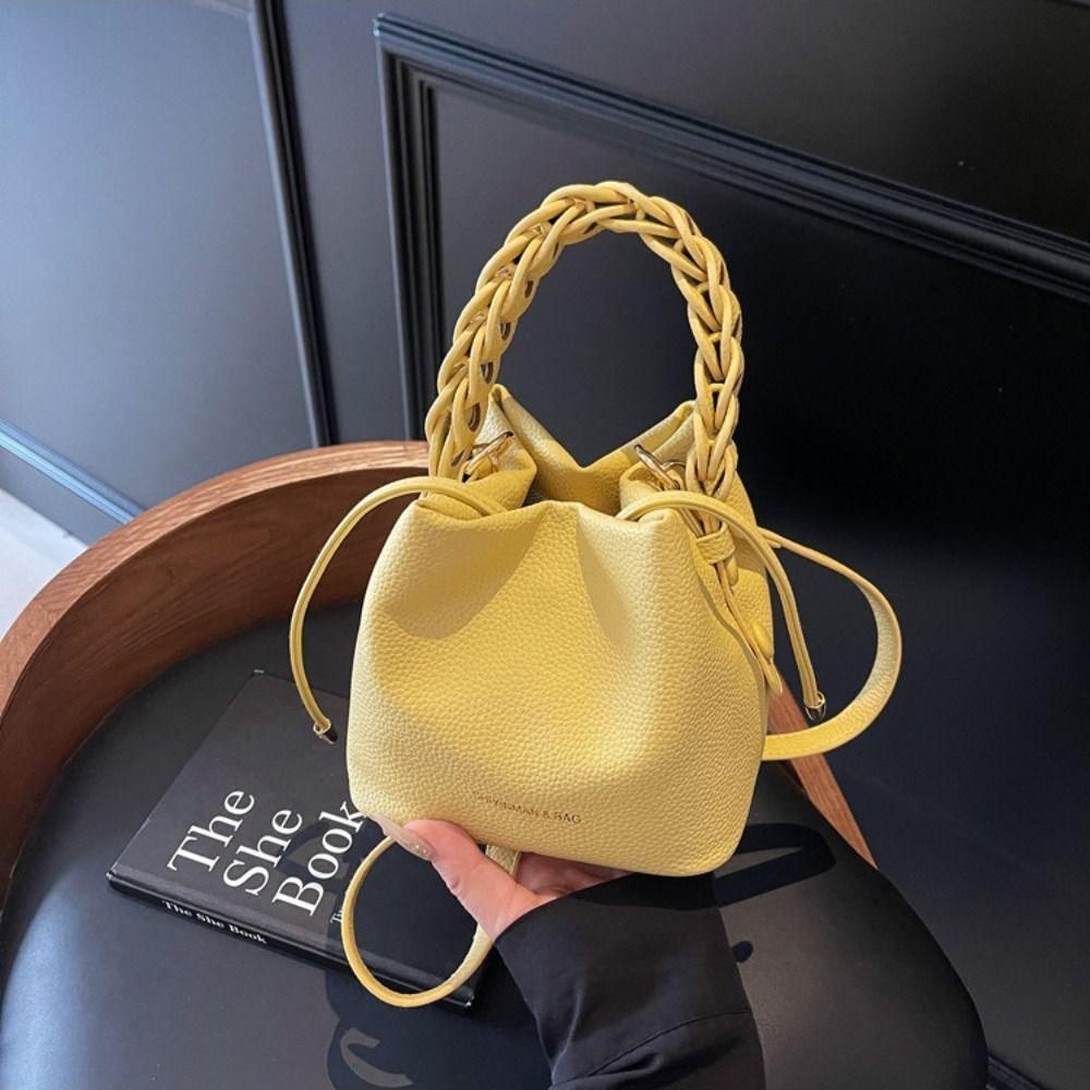 PU Leather Women Shoulder Bag Minimalist Handbag Fashion Bucket Bag Students