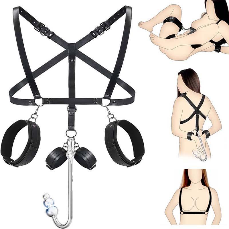 SM Adult Sex Toy Backhand Binding Apertural Plug Anal Hook Bondage Toys Bdsm Kit Slave Bondage Handcuff Couple Bundle Game 18+