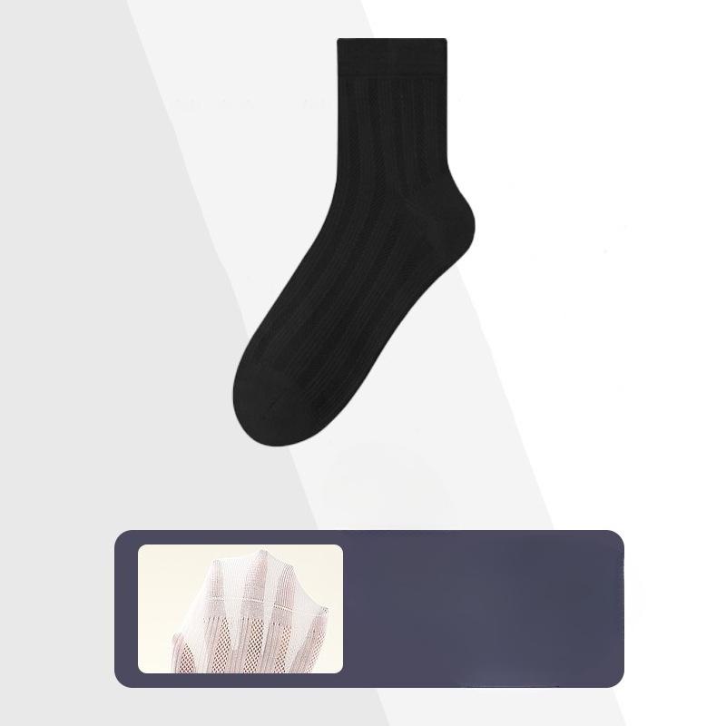 Mesh Socks - Men s Summer Lightweight Breathable Anti-odor Cool-feeling Sports Socks with High Elasticity - Versatile Socks 1 pair чёрный