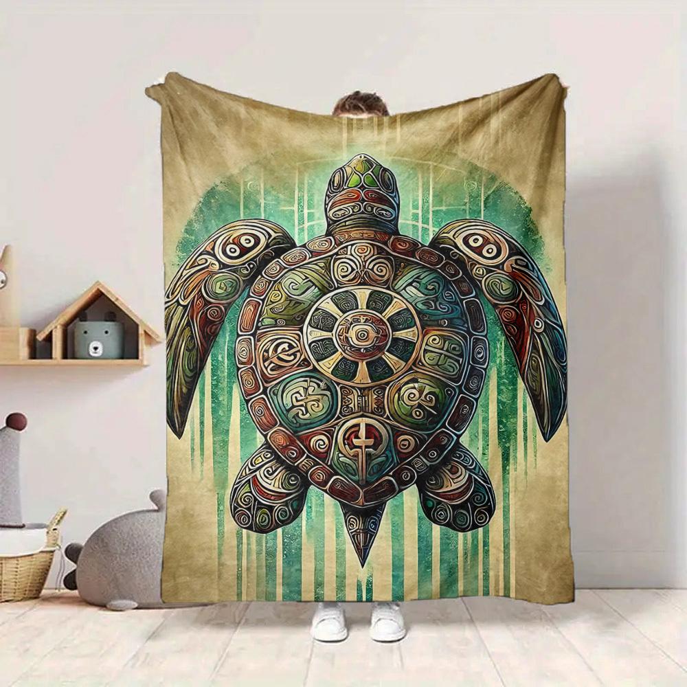 1pc Turtle Artwork Blanket Lightweight Flannel Blanket Throw Blanket For Sofa, Bed, Travel, Camping yy2509026159
