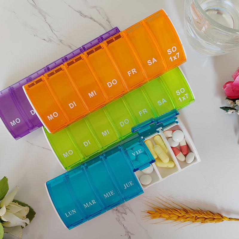

Креативный 7-дневный портативный диспенсер для таблеток - Пластиковый контейнер для хранения с откидной крышкой для домашнего использования синий